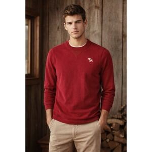 Y2K Abercrombie & Fitch Men's Muscle Shirt Red Size M Moose Logo Fallcore Preppy